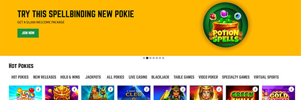 Joe Fortune casino lobby screenshot